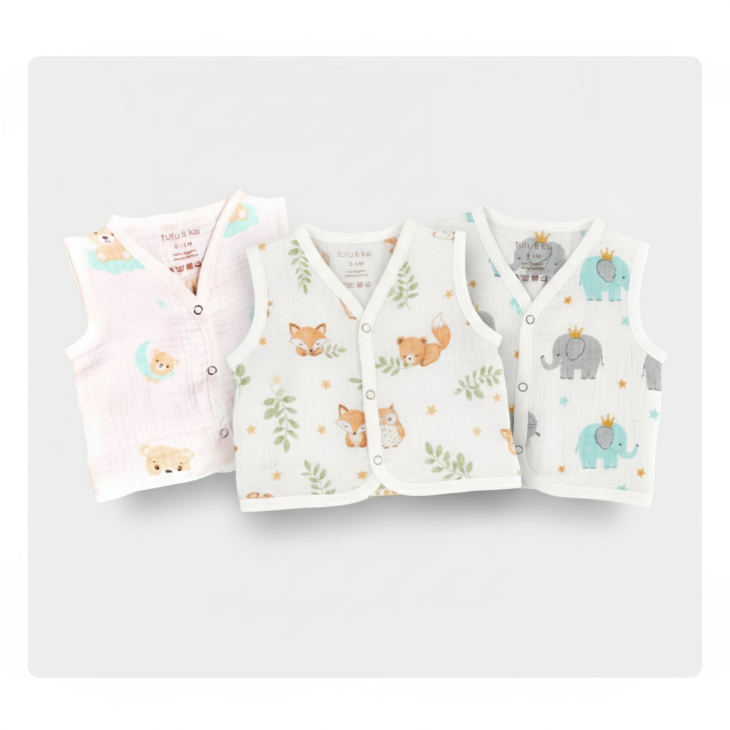 New Born Organic Muslin Cotton Jhubla | GOTS certified | Pack of 3