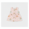 Pink teddy - Crinkled Organic Muslin cotton Frock 6-12M