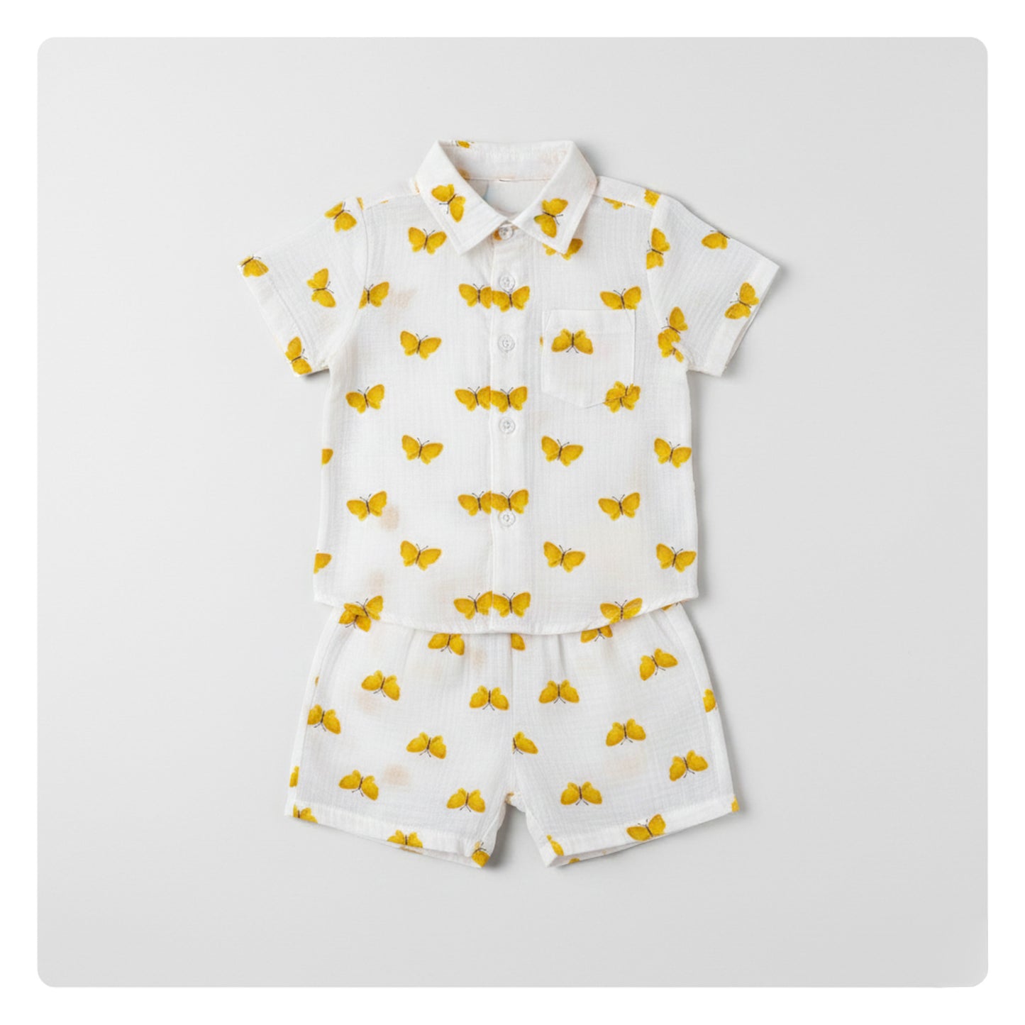 Butterfly Print Cord Set Organic Muslin Cotton | Baby Boy | 12-18M