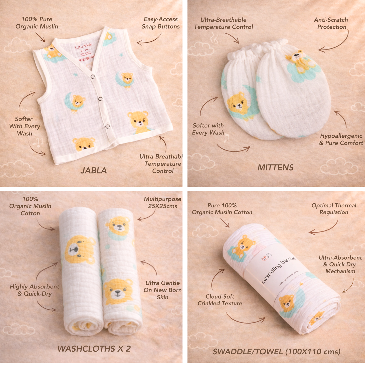Tutu & Kai Premium Organic Newborn Starter Gift Set (0–3 Months)